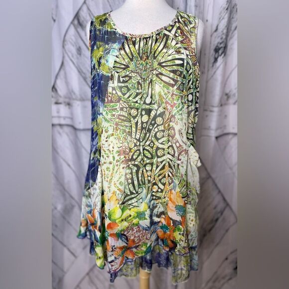 Klozlyne Anthropologie multi-pattern tiered mini dress S - Picture 2 of 9